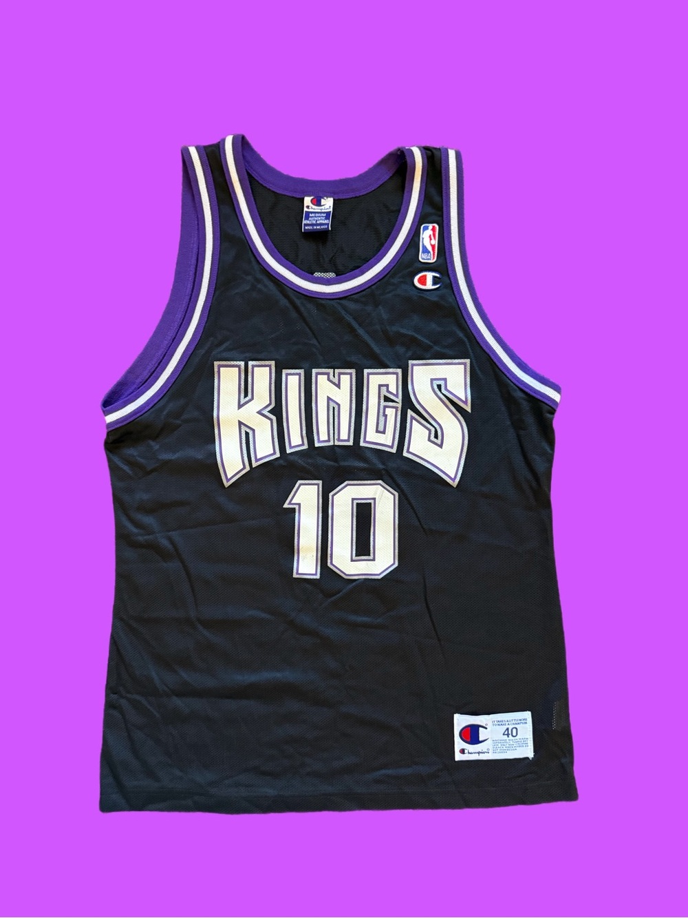 Vintage Y2K Sacramento Kings Mike Bibby #10 Champion Jersey Women’s M Black NBA